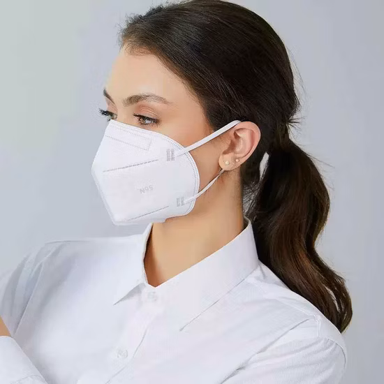 Maschera facciale monouso FFP2 KN95 N95 a 5 strati ad alta filtrazione al 95% -99% con forma di pesce pieghevole a forma di tazza 3D